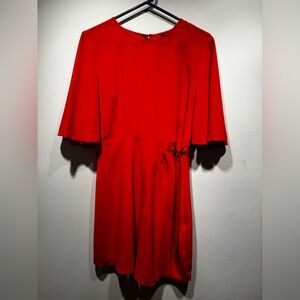 Topshop Red Flowy Midi Dress Size 8 Back Zip Party Cocktail